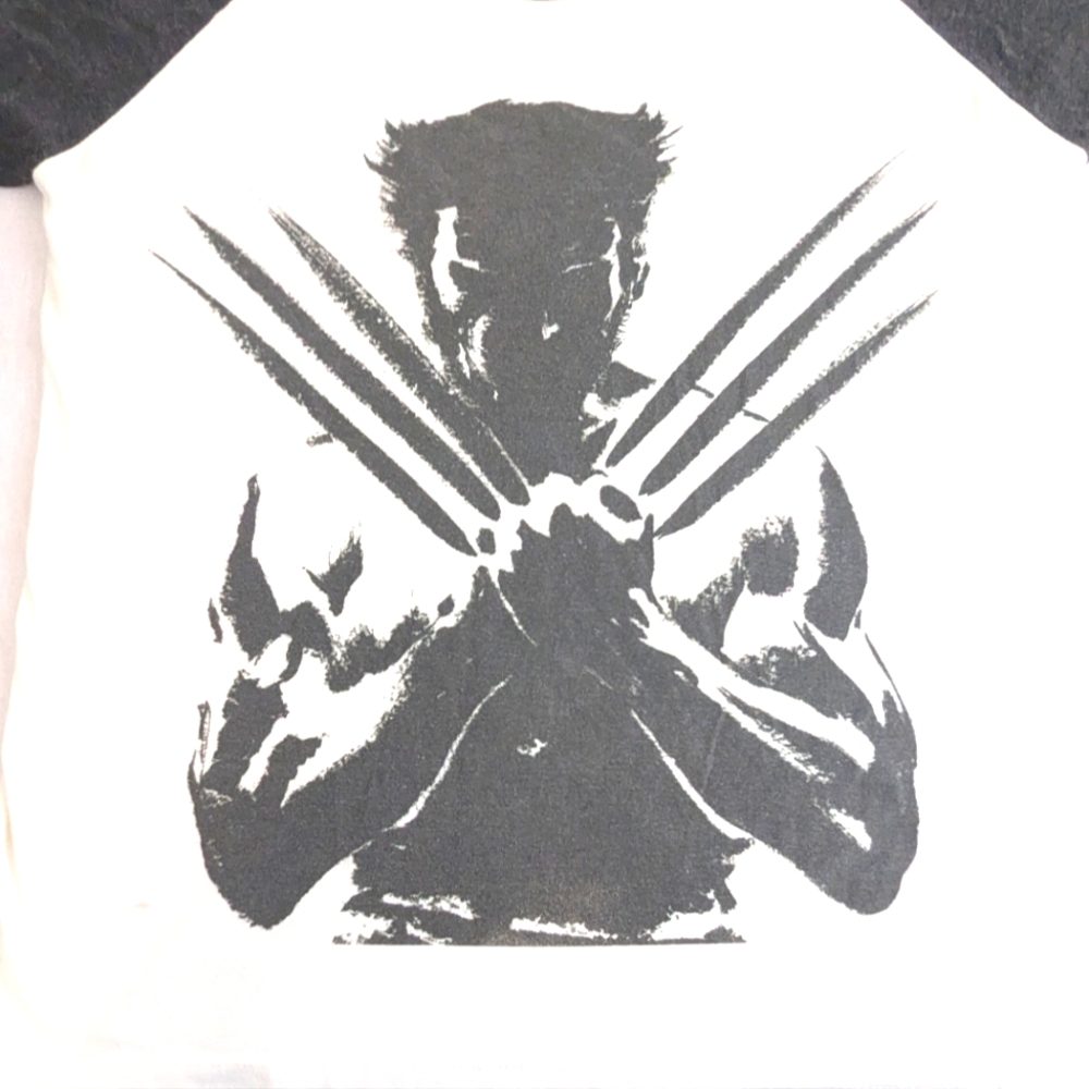Wolverine is the Man! 3/4 Jersey Style Black &   White Tee Shirt Medium